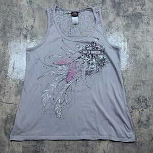 Y2K Womens Harley Davidson Bikeweek Biker Tank Top Rhinestone Size Large